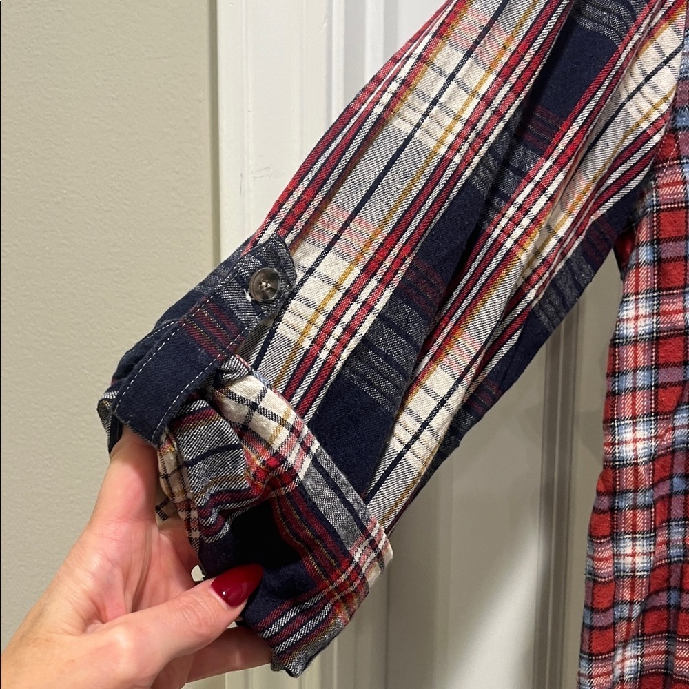 MULTIPLES mixed plaid flannel patchwork multi pri… - image 7